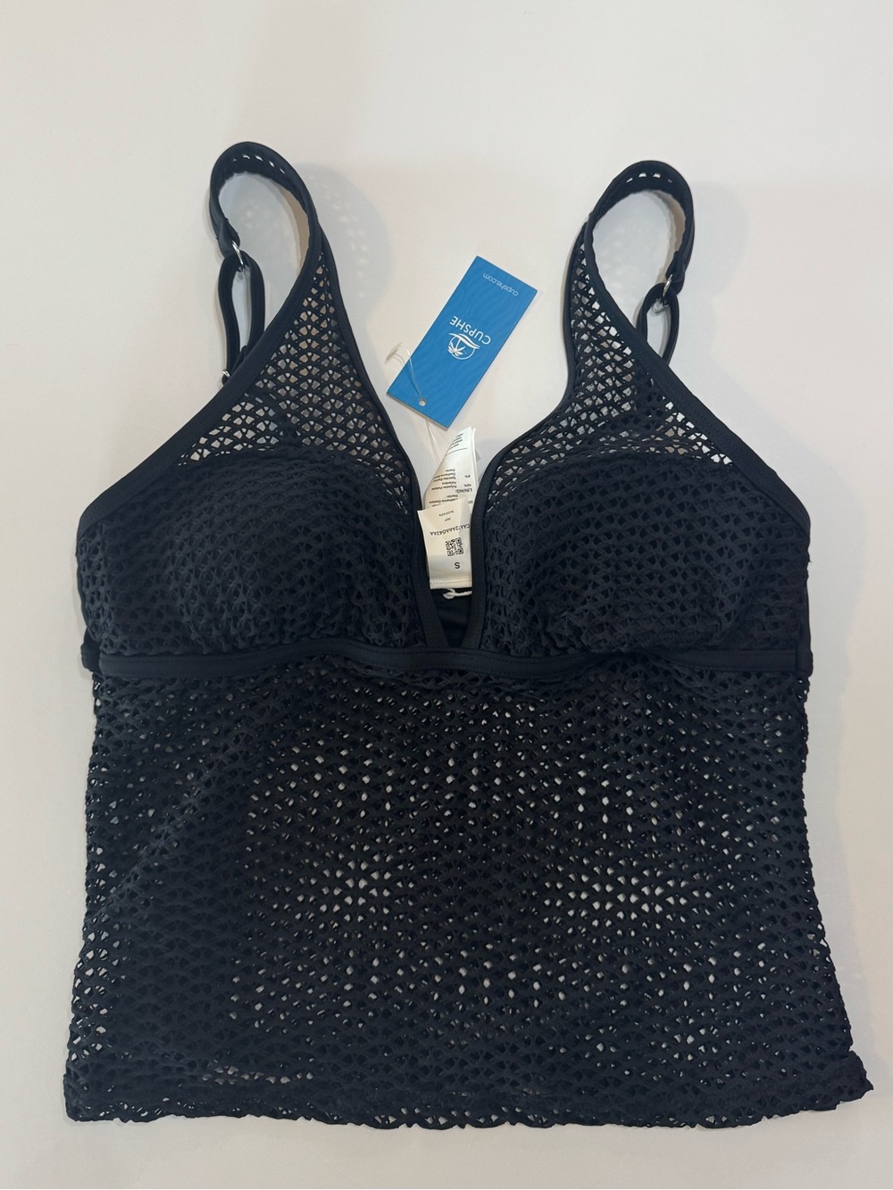 Cupshe Black Crochet Swim Tankini